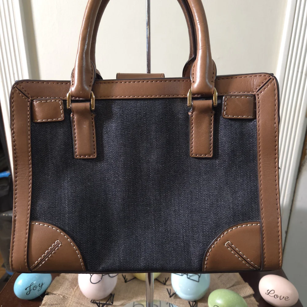 EUC Michael Kors Denim Crossbody with Brown Leather Trim - Picture 2 of 10